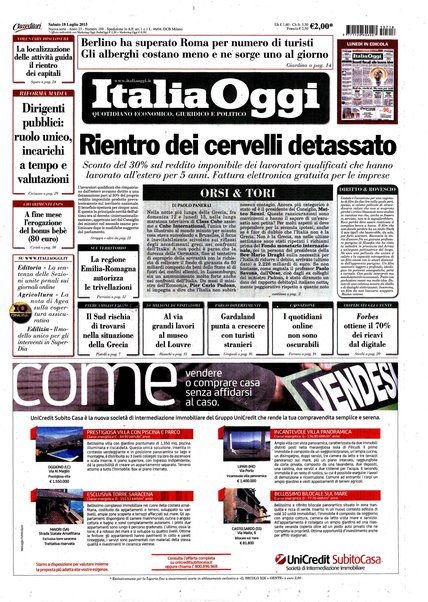 Italia oggi : quotidiano di economia finanza e politica